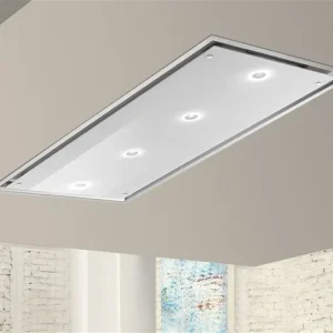 Plafonnier Airone P-005-FENICE - 120 cm - acier inoxydable-verre blanc - sans moteur