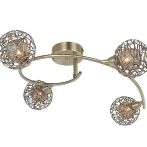 Plafonnier Earth laiton patiné 4 lumières LD 4012-4AC