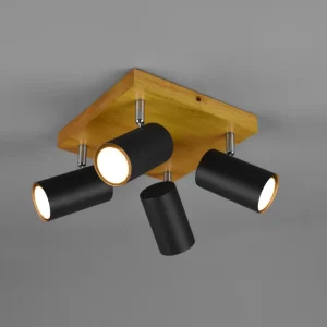 Plafonnier Marley noir/bois 4L 812400432