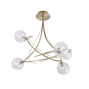 Plafonnier Planet laiton patiné 5 lumières LD 5151-5AC