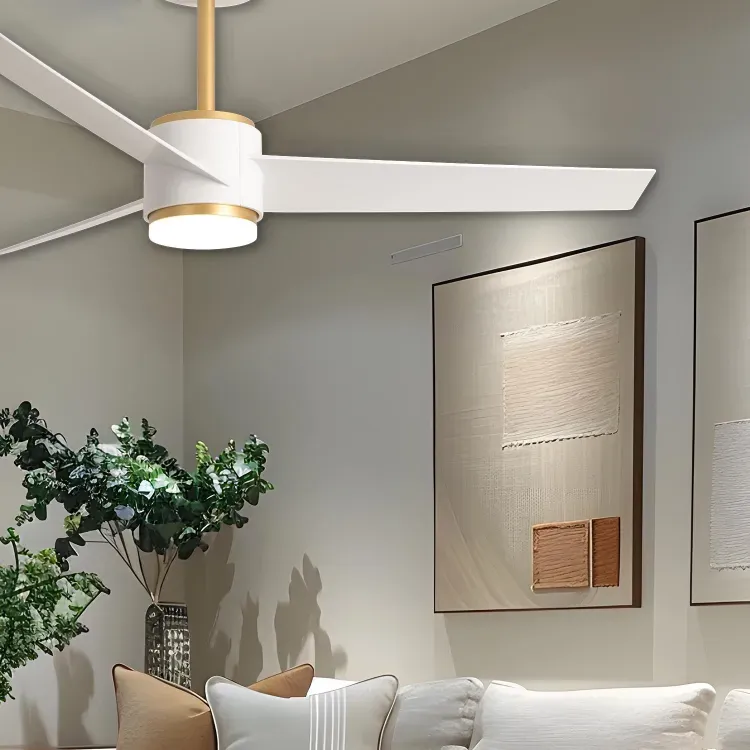 Plafonnier ventilateur AUSTRALIA blanc et doré ESKRISS 7034