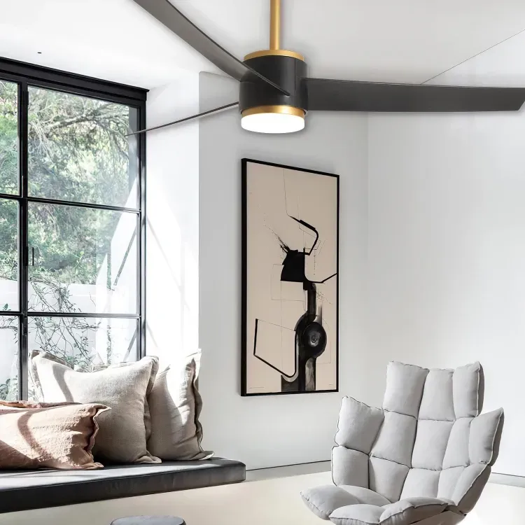 Plafonnier ventilateur AUSTRALIA Noir et or ESKRISS 7033