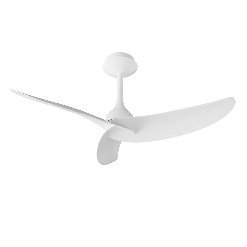 Plafonnier ventilateur IPANEMA blanc et aspect bois Mantra 9040