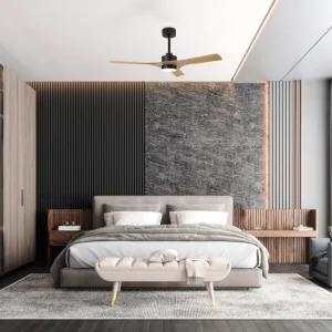 Plafonnier ventilateur THAI noir/bois D122 Mantra 8716