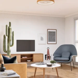 Plafonnier ventilateur TIBET mini aspect bois Mantra 7806