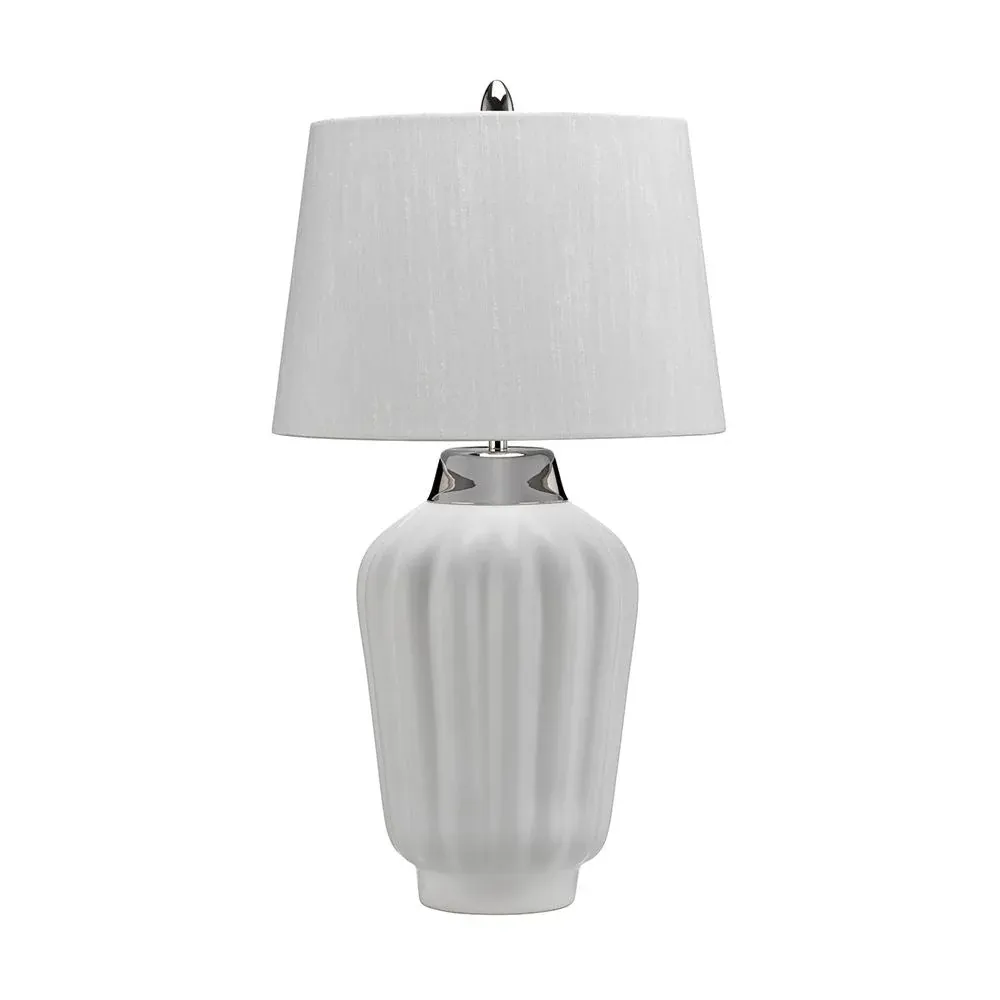 Lampe de table Quintiesse Bexley 1L en céramique blanche E27, H 56 cm