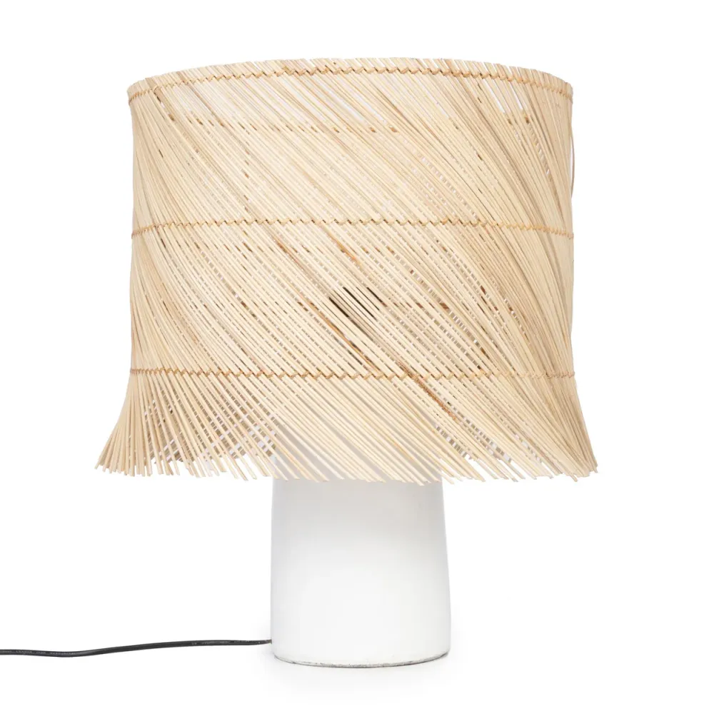 RATTAN Lampe de Table Blanc Naturel