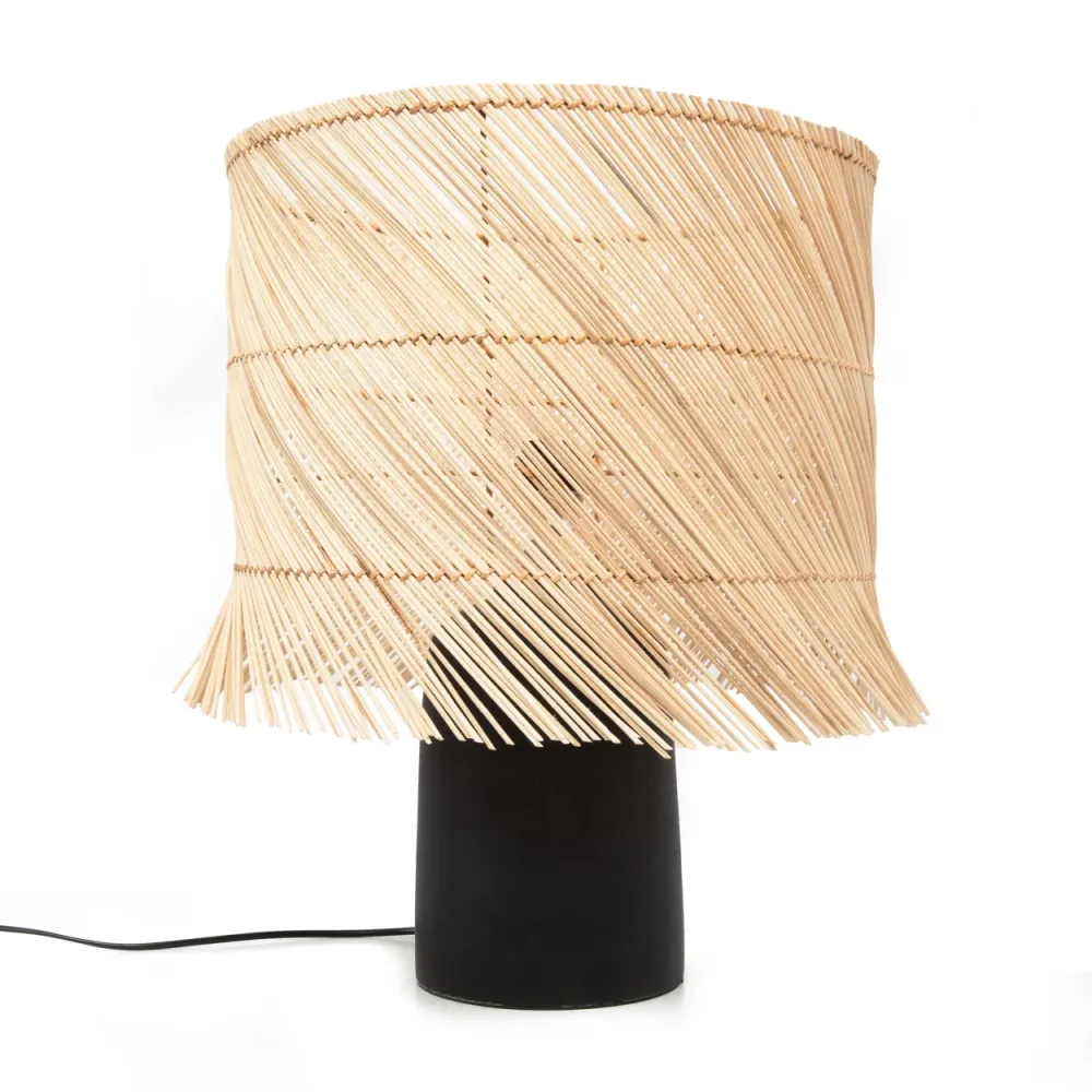 RATTAN Lampe de Table Noir-Naturel