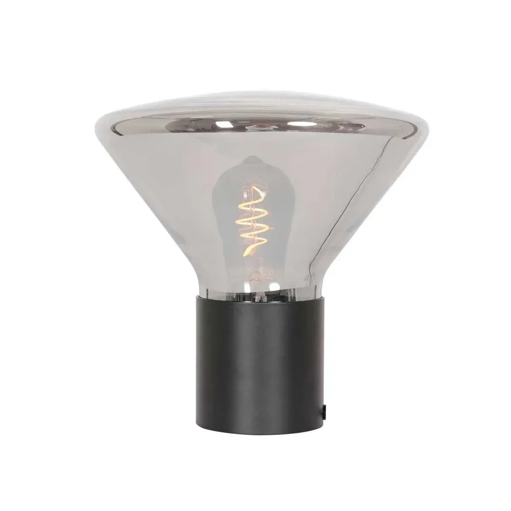 Lampe de table Steinhauer Ambiance 1L en verre fumé, douille E27, hauteur 25 cm
