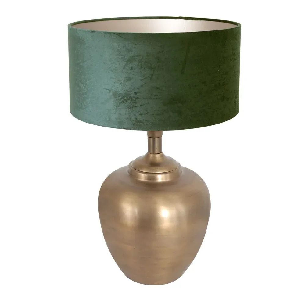 Lampe de table Steinhauer en laiton 1L, vert bronze, culot E27, hauteur 49 cm