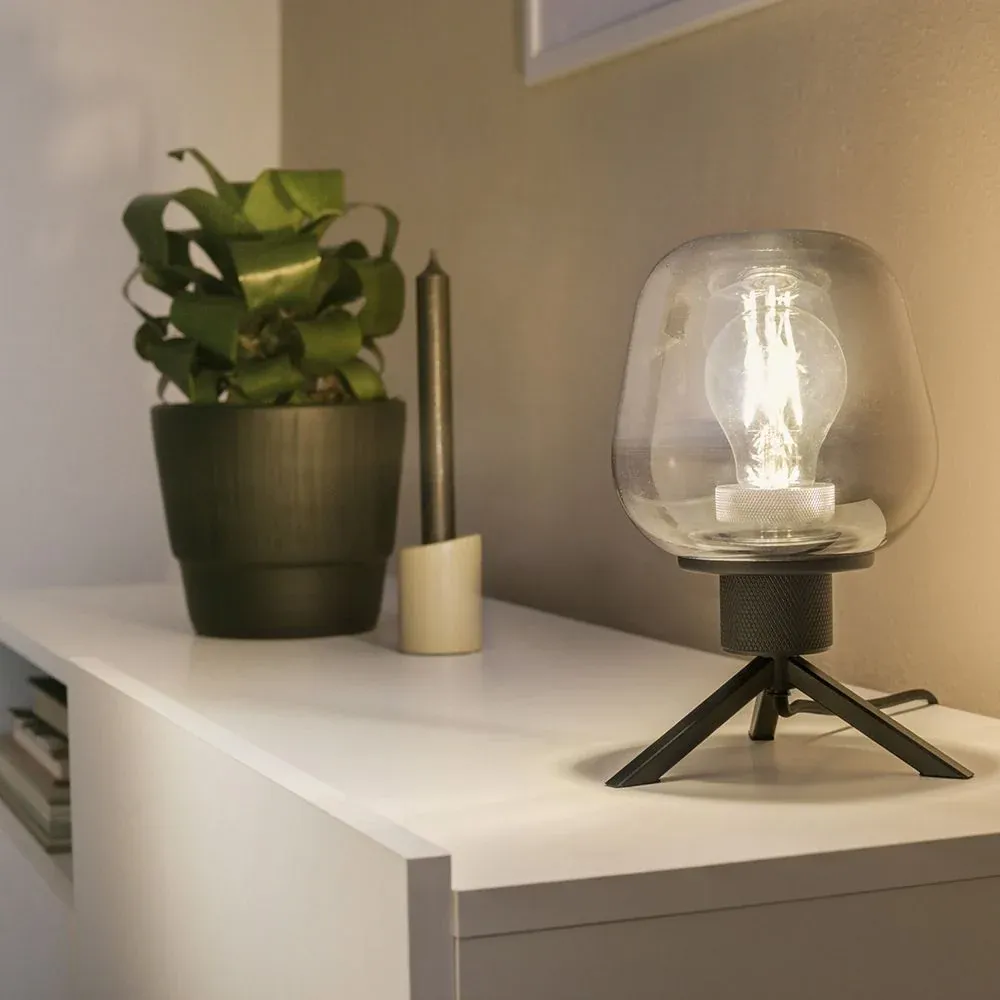 Steinhauer Reflexion 1L lampe de table verre fumé E27, H 23cm
