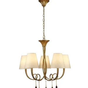 Suspension PAOLA dorée 5 lumières E14 Mantra 8298