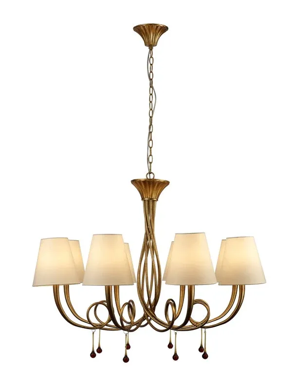 Suspension PAOLA dorée 8 lumières E14 Mantra 6205