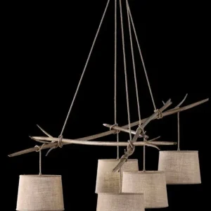 Suspension SABINA imitation Bois 5 lumières E27 Mantra 6175
