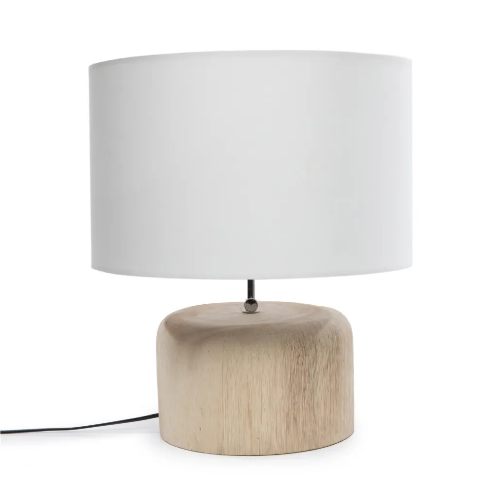 TEAK WOOD Lampe de Table Blanche