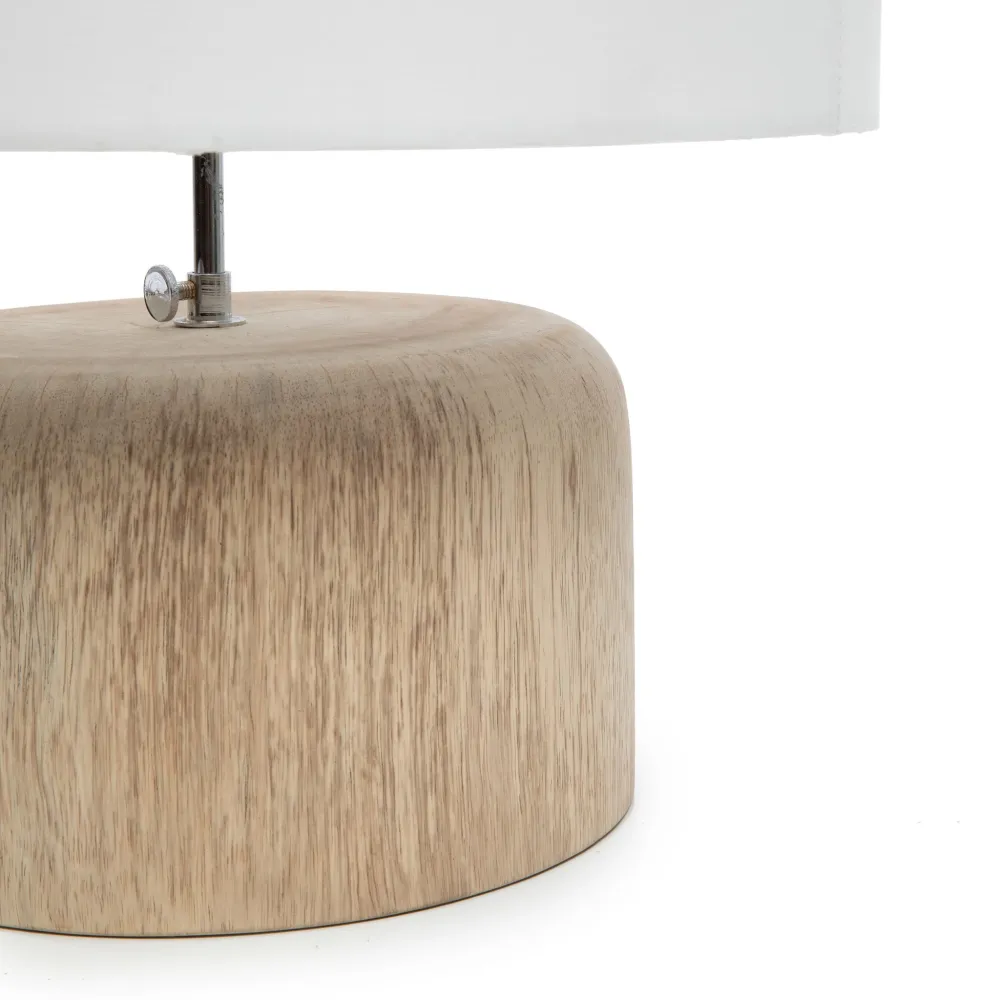TEAK WOOD Lampe de Table Blanche