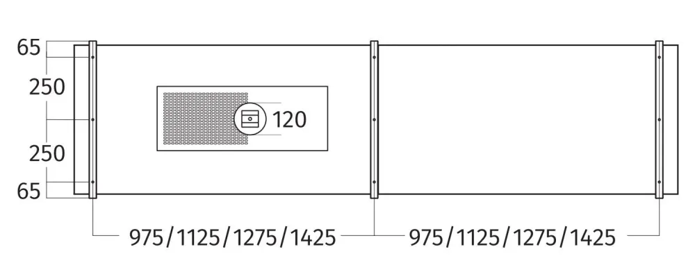 Wave 2053.01 CADRE gauche - Modèle îlot 240 cm en acier inoxydable - 4 x 4,2 W dimmable LED 2700 Kelvin