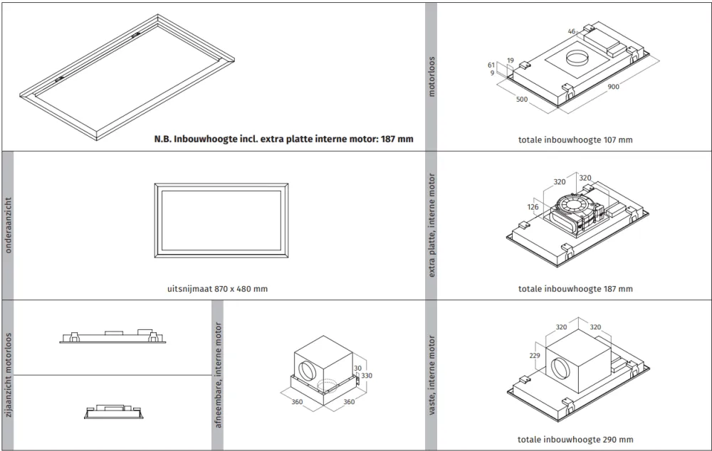 Wave 8310.100 PANEL - plafonnier 90x50 cm - acier inoxydable - sans moteur - LED