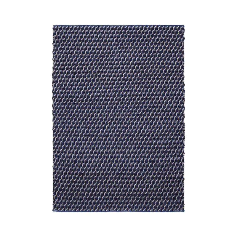 Tapis Channel tissu bleu tissé main - Hay