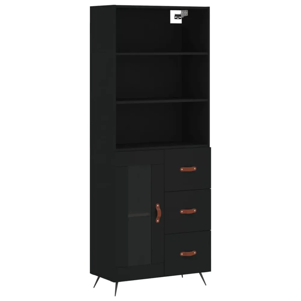Buffet bahut commode armoire meuble de rangement organisateur cuisine salle de séjour salon haut 69,5 x 34 x 180 cm bois d...