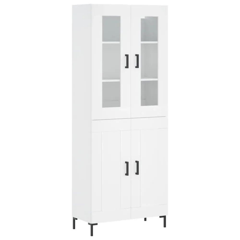 Buffet bahut commode armoire meuble de rangement organisateur cuisine salle de séjour salon haut 69,5 x 34 x 180 cm bois d...