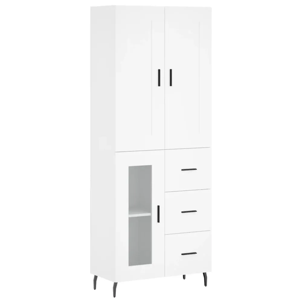 Buffet bahut commode armoire meuble de rangement organisateur cuisine salle de séjour salon haut 69,5 x 34 x 180 cm bois d...
