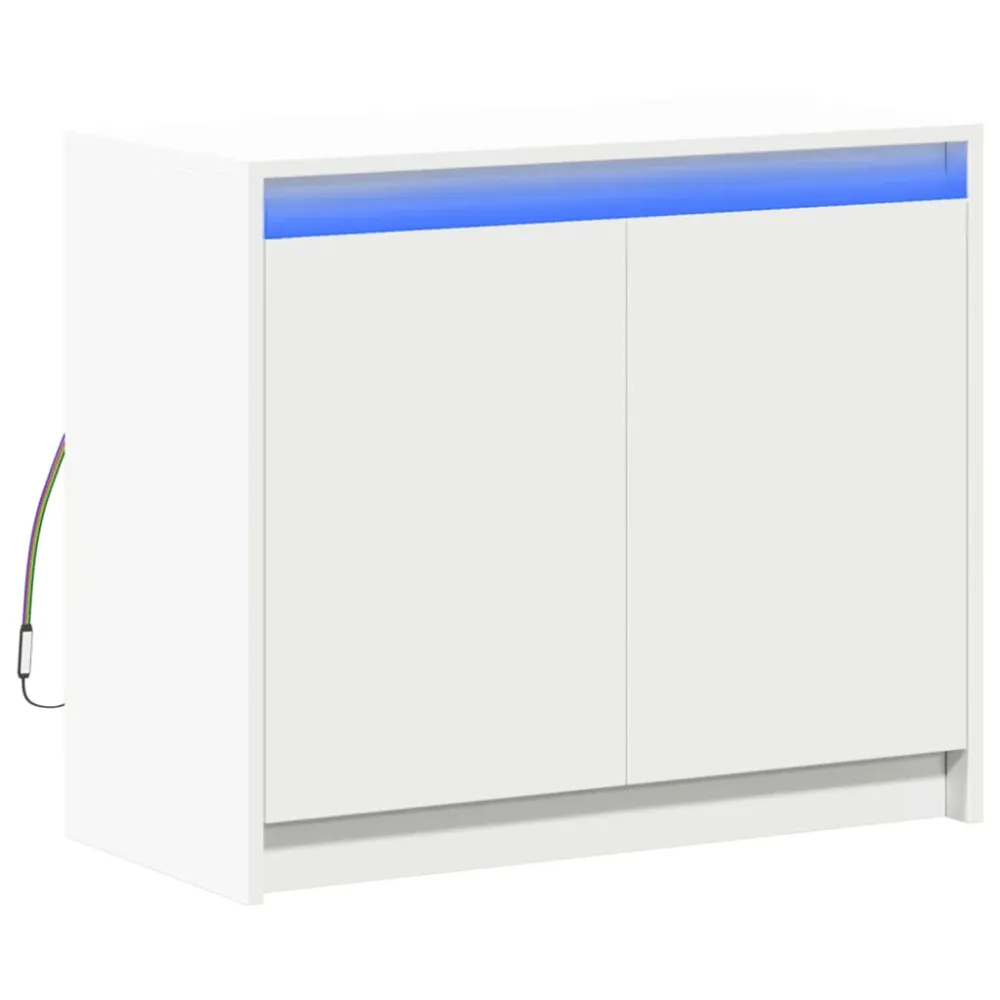 Buffet bahut commode armoire meuble de rangement organisateur cuisine salle de séjour salon avec LED 72 x 34 x 61 cm bois...