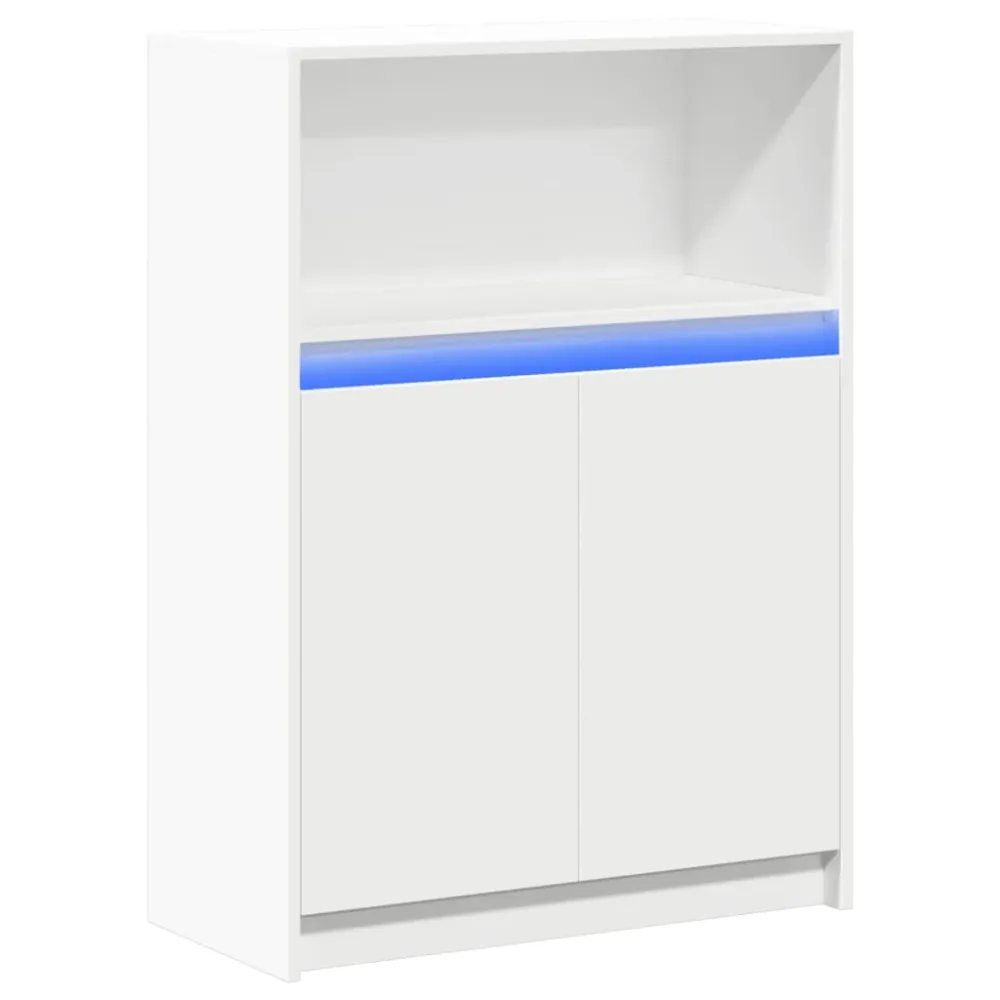 Buffet bahut commode armoire meuble de rangement organisateur cuisine salle de séjour salon avec LED 72 x 34 x 100 cm bois...