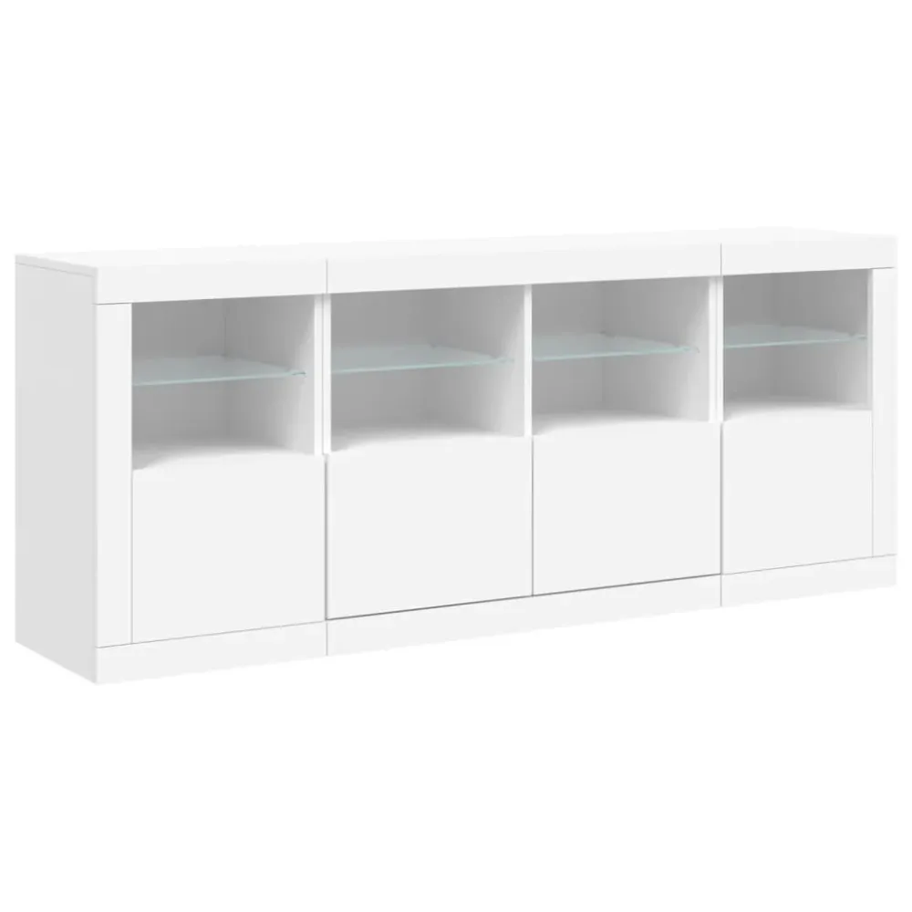 Buffet bahut commode armoire meuble de rangement organisateur cuisine salle de séjour salon avec lumières LED 163 x 37 x 6...