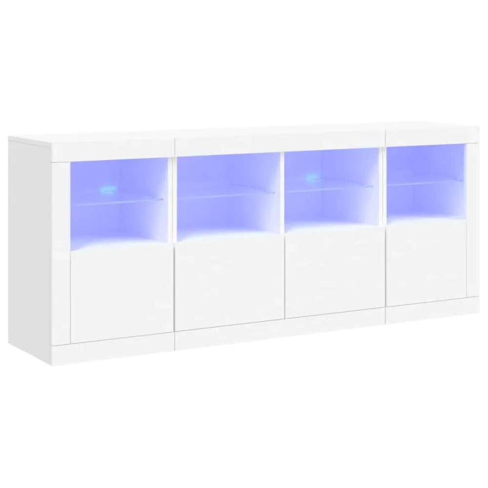 Buffet bahut commode armoire meuble de rangement organisateur cuisine salle de séjour salon avec lumières LED 163 x 37 x 6...