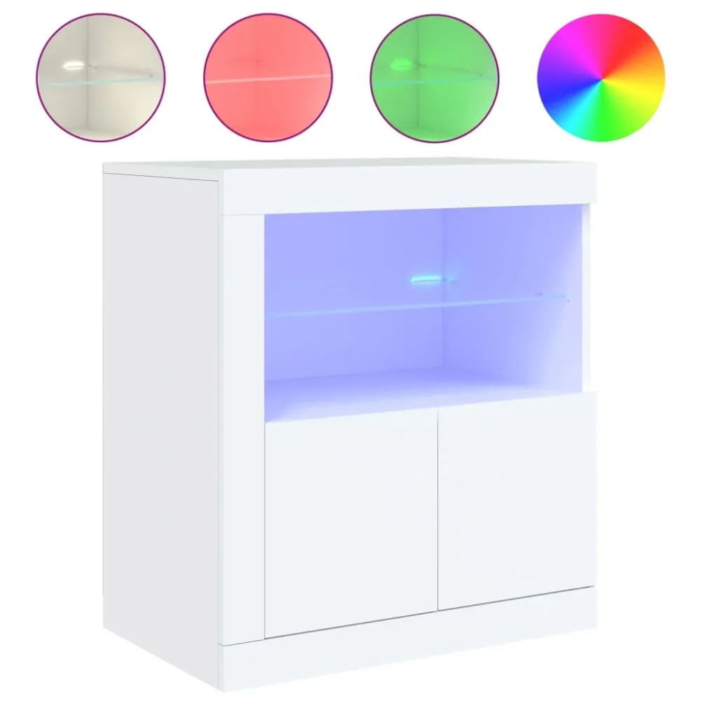 Buffet bahut commode armoire meuble de rangement organisateur cuisine salle de séjour salon avec lumières LED 60,5 x 37 x...