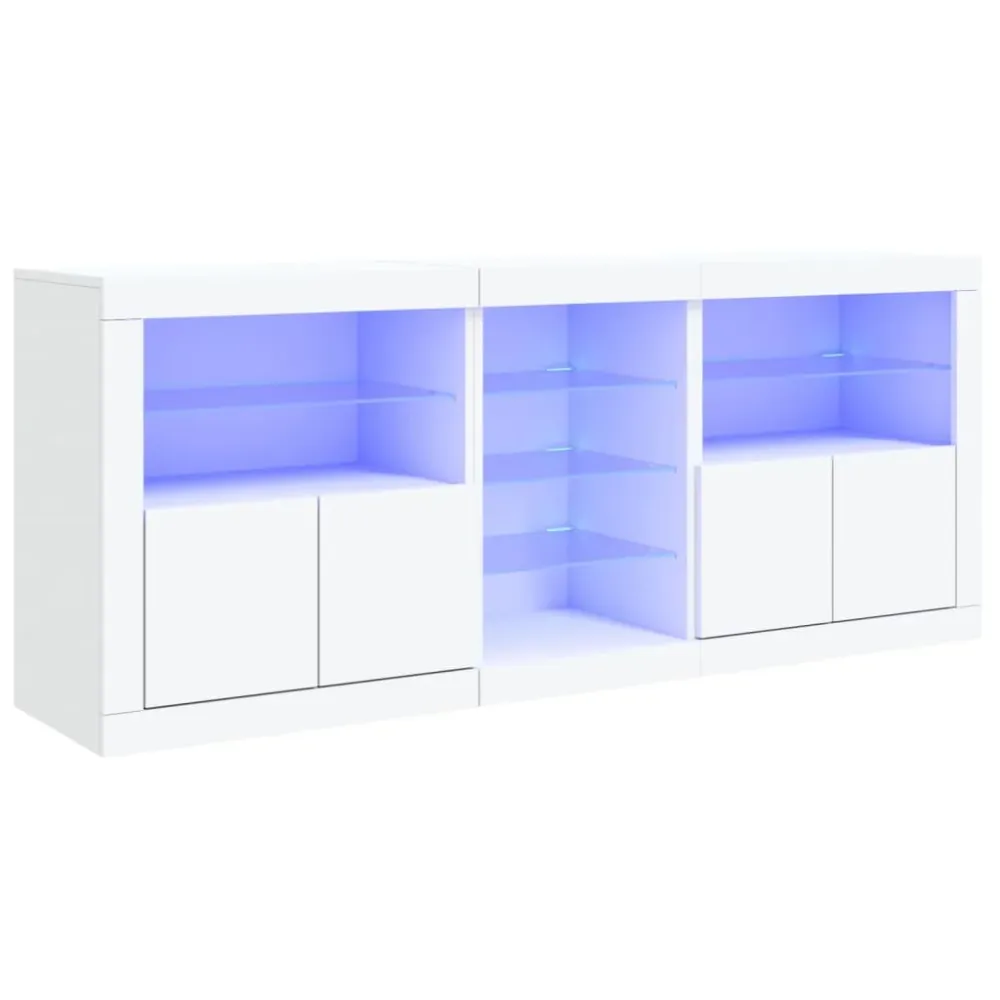 Buffet bahut commode armoire meuble de rangement organisateur cuisine salle de séjour salon avec lumières LED 162 x 37 x 6...