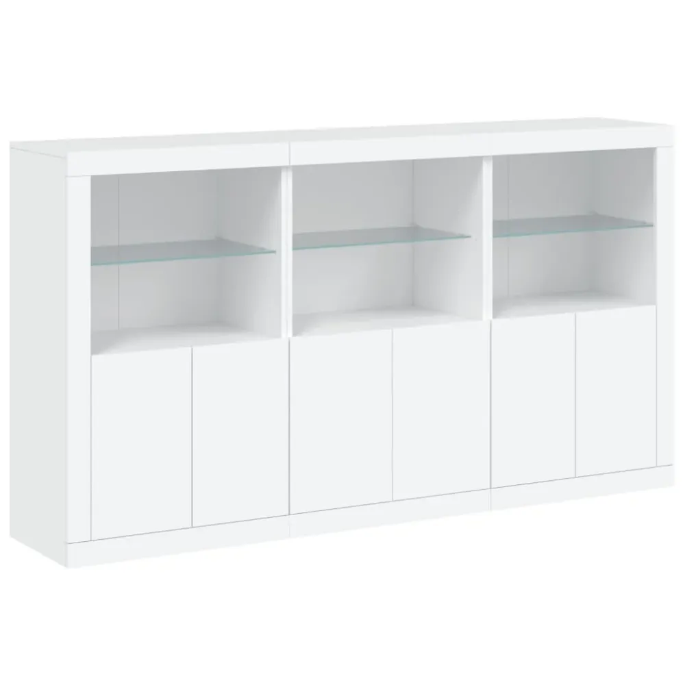 Buffet bahut commode armoire meuble de rangement organisateur cuisine salle de séjour salon avec lumières LED 181,5 x 37 x...