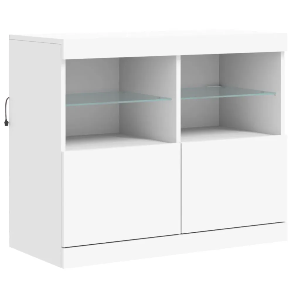 Buffet bahut commode armoire meuble de rangement organisateur cuisine salle de séjour salon avec lumières LED 81 x 37 x 67...