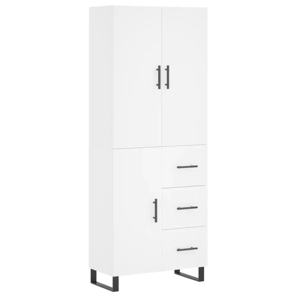 Buffet bahut commode armoire meuble de rangement organisateur cuisine salle de séjour salon haut 69,5 x 34 x 180 cm bois d...