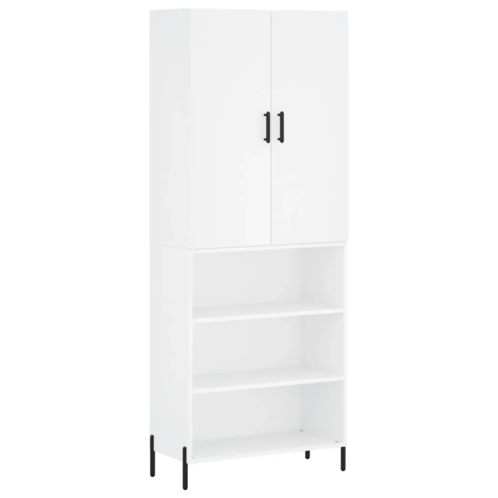Buffet bahut commode armoire meuble de rangement organisateur cuisine salle de séjour salon haut 69,5 x 34 x 180 cm bois d...