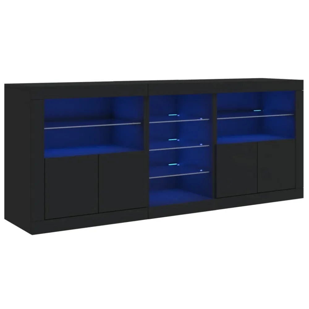 Buffet bahut commode armoire meuble de rangement organisateur cuisine salle de séjour salon avec lumières LED 162 x 37 x 6...