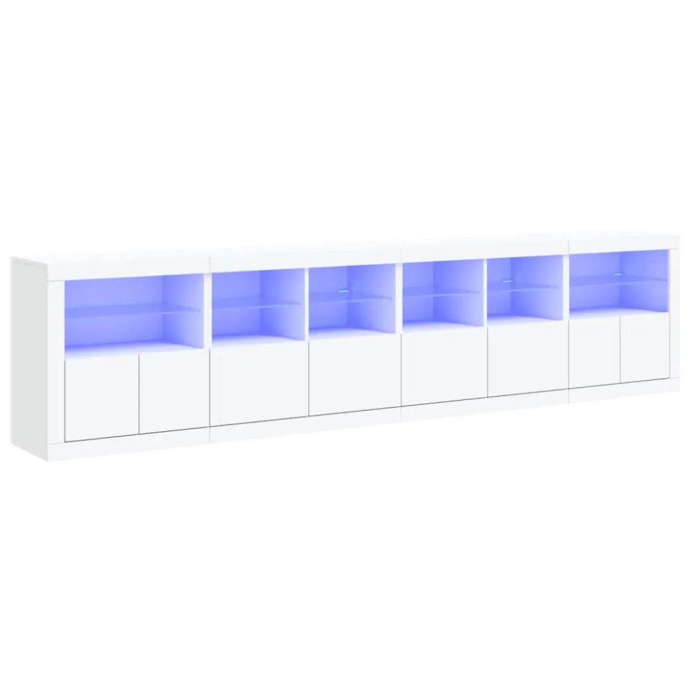 Buffet bahut commode armoire meuble de rangement organisateur cuisine salle de séjour salon avec lumières LED 283 x 37 x 6...