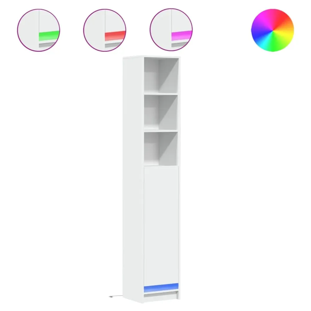 Buffet bahut commode armoire meuble de rangement organisateur cuisine salle de séjour salon avec LED 36 x 32,5 x 200 cm bo...
