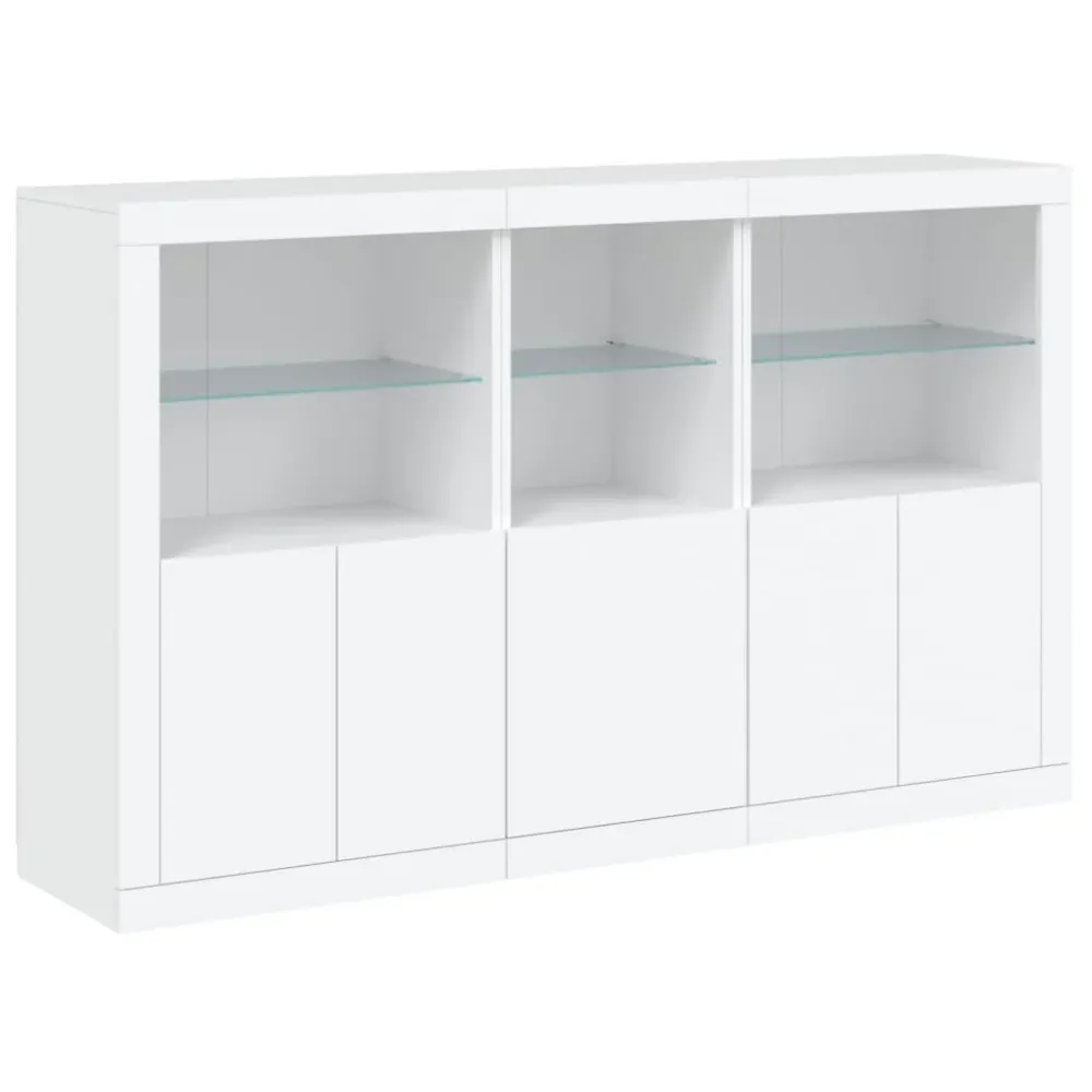 Buffet bahut commode armoire meuble de rangement organisateur cuisine salle de séjour salon avec lumières LED 162 x 37 x 1...