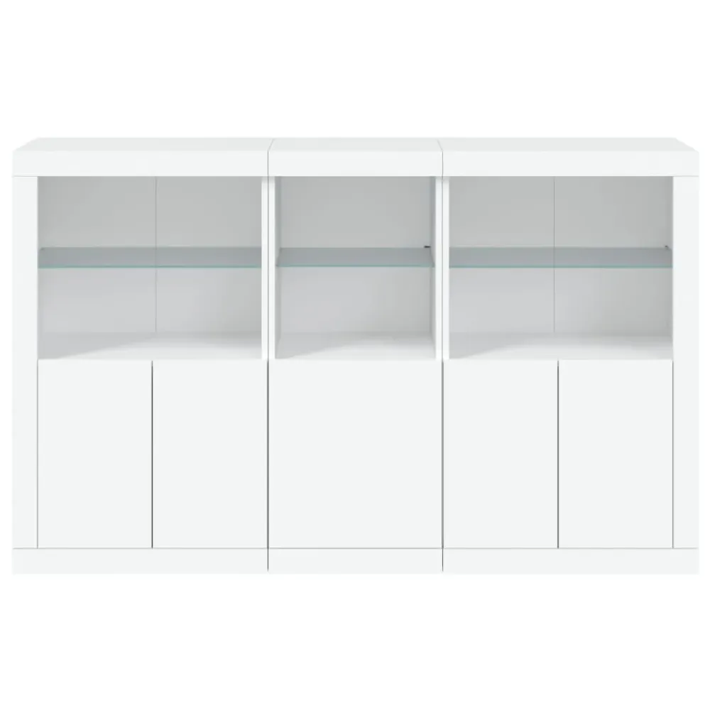 Buffet bahut commode armoire meuble de rangement organisateur cuisine salle de séjour salon avec lumières LED 162 x 37 x 1...