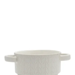 Kitchen Life Repoussé Ceramic Soup & Serving Bowl 3 Piece - White