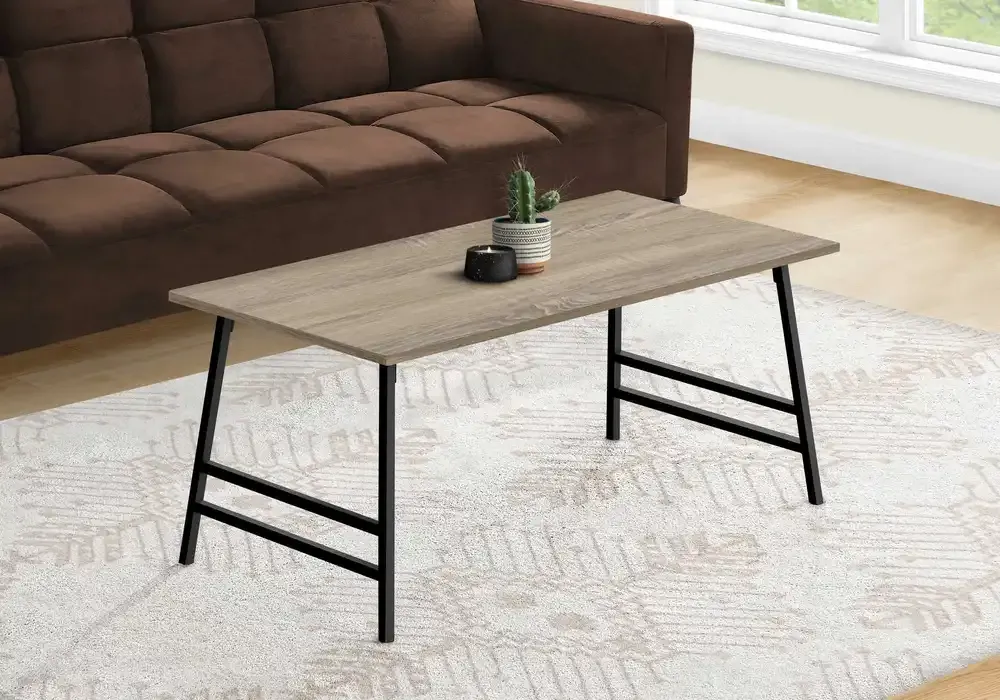 Table Basse - 40"L / Taupe Fonce / En métal Noir