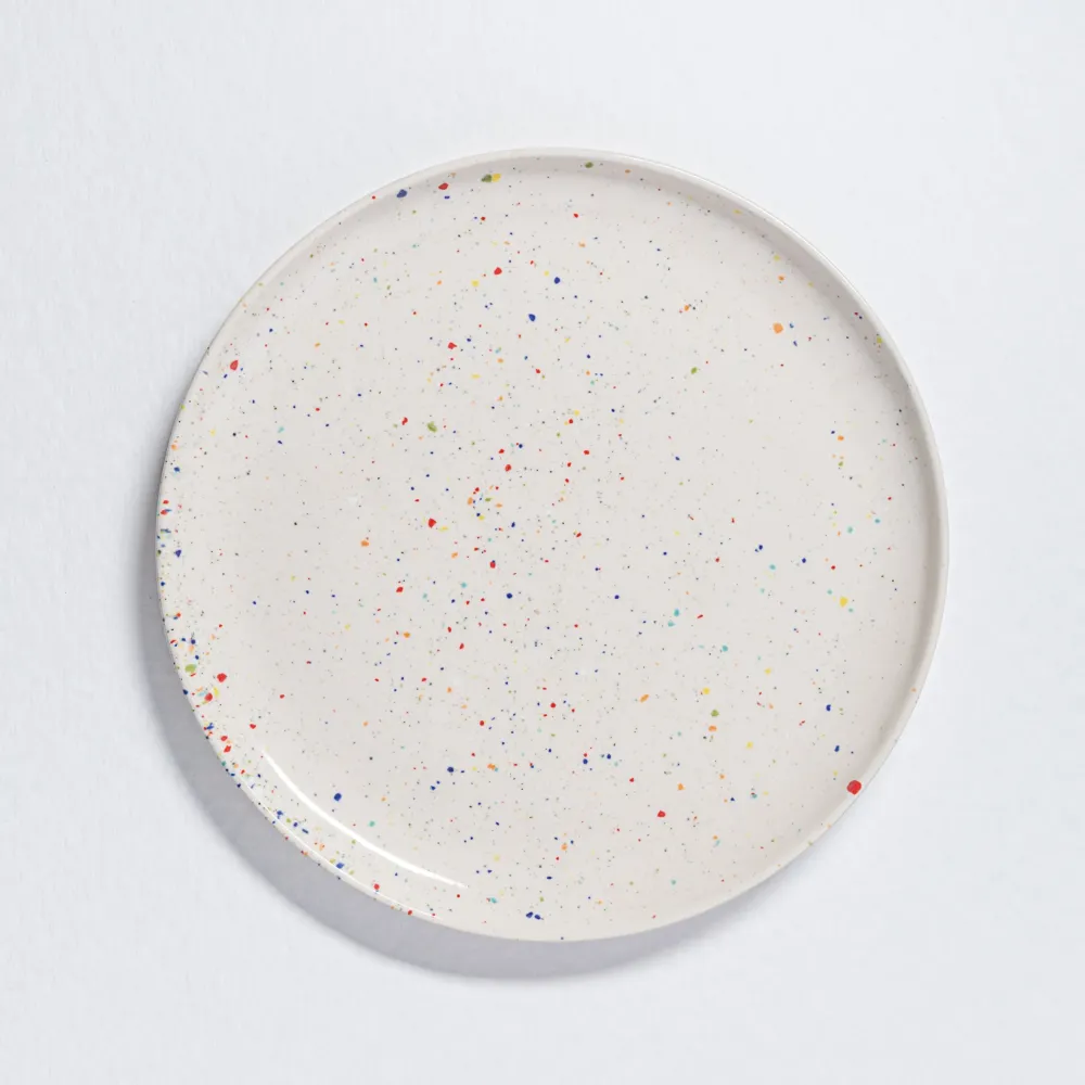 Assiette grand confettis blanc