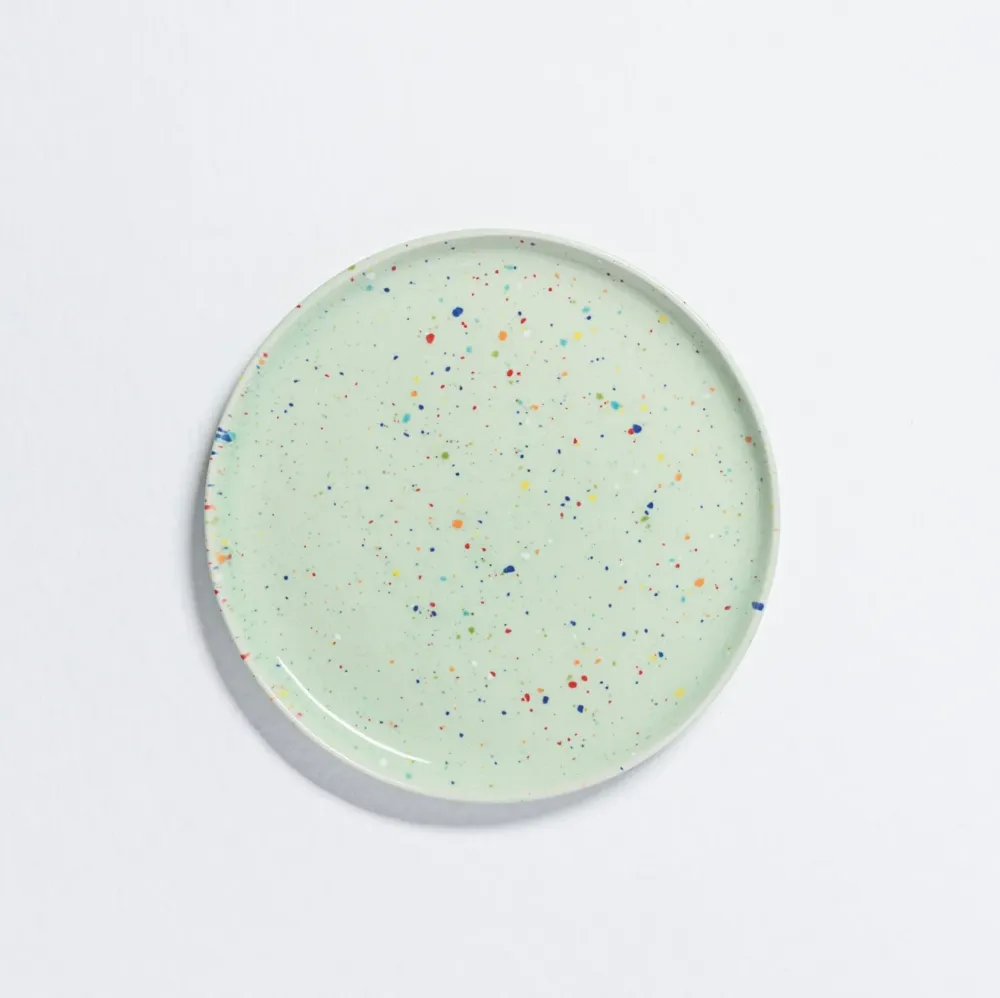 Assiette petits confettis menthe