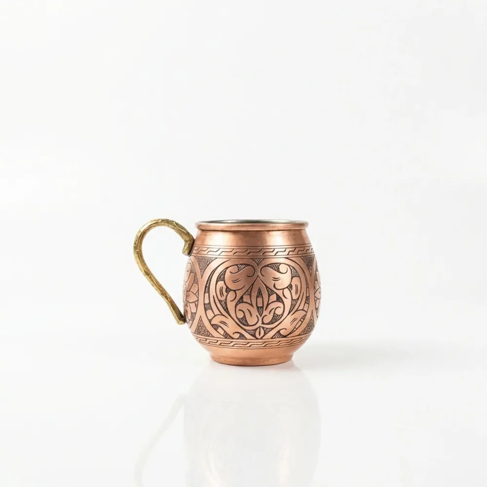 Tasse en cuivre sculptée à la main Bakırzen 350 ml (11,83 fl oz)