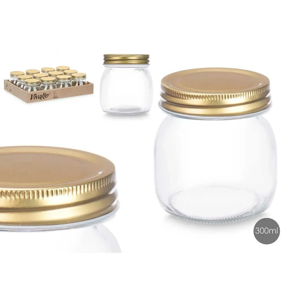 Bocal Vivalto Transparent Doré 300 ml (12 Unités)