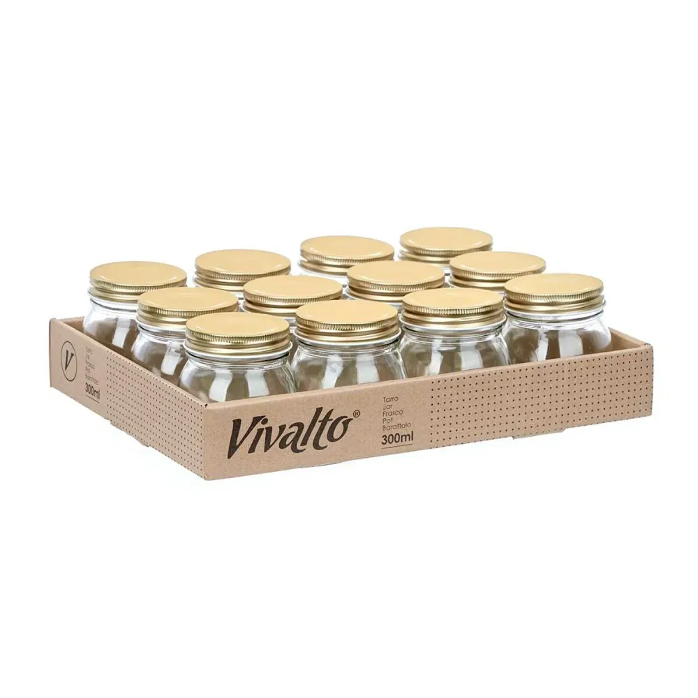 Bocal Vivalto Transparent Doré 300 ml (12 Unités)