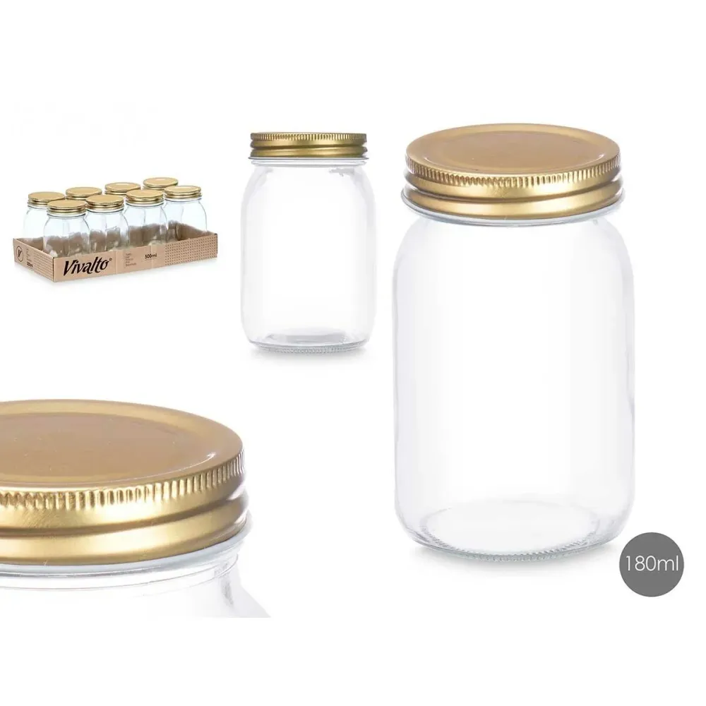 Bocal Vivalto Transparent Doré 500 ml (8 Unités)