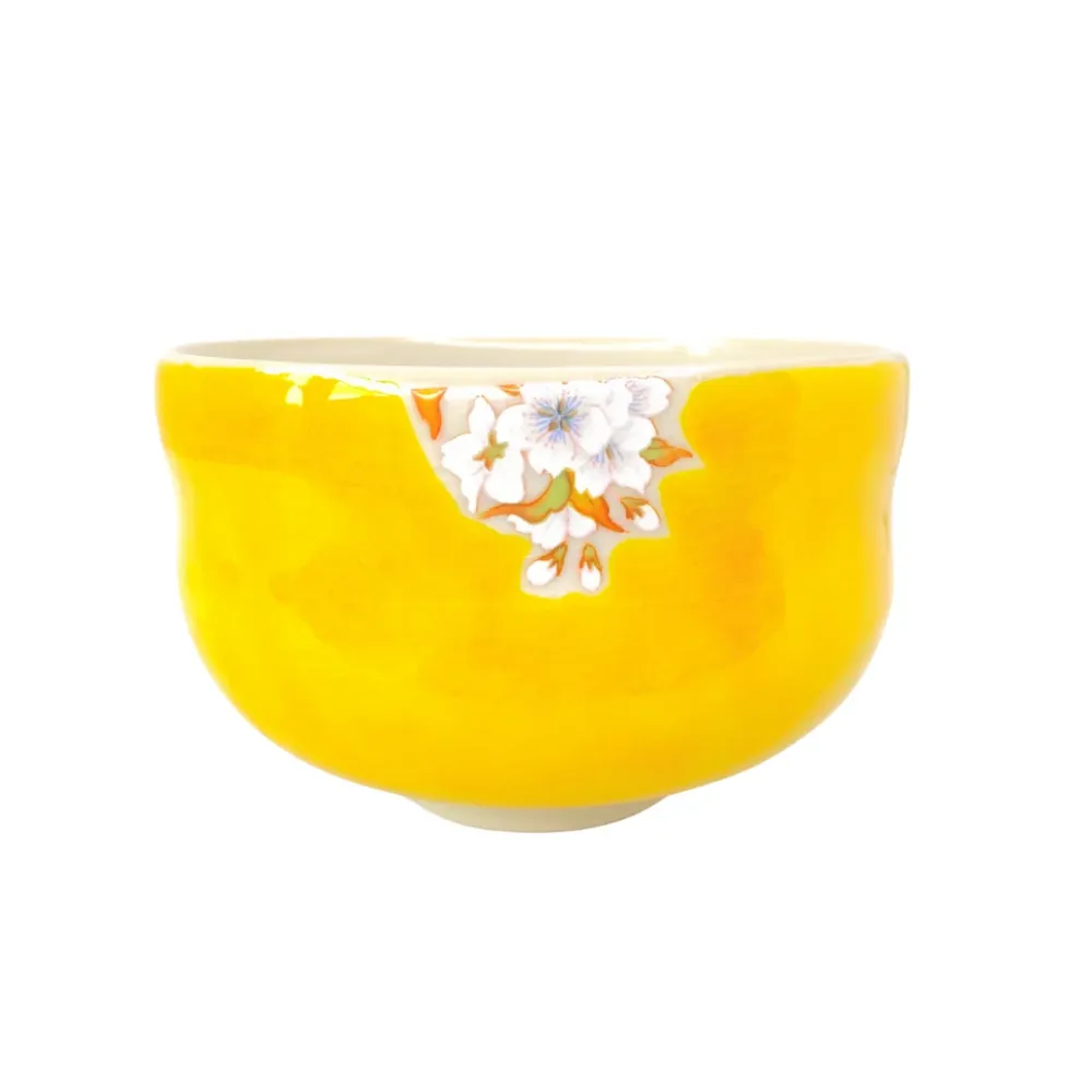 Bol à matcha Kutani Yoshida Sakura-Oiseau
